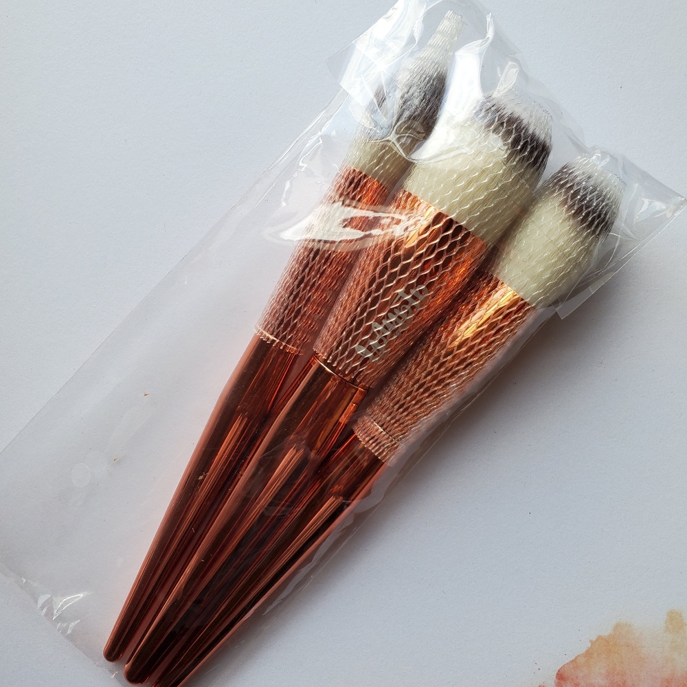 3-piece Makeup Brushes, copper brushes, pro tool